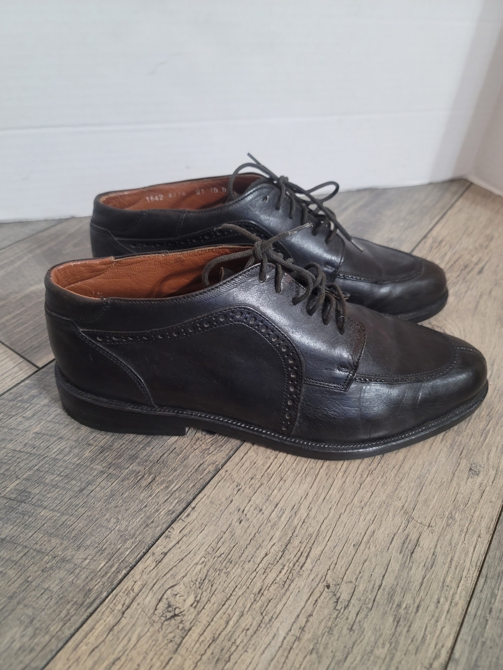Vintage Cable & Co Black Leather Lace-up Oxford Brogues Sz 10D Made In Italy
